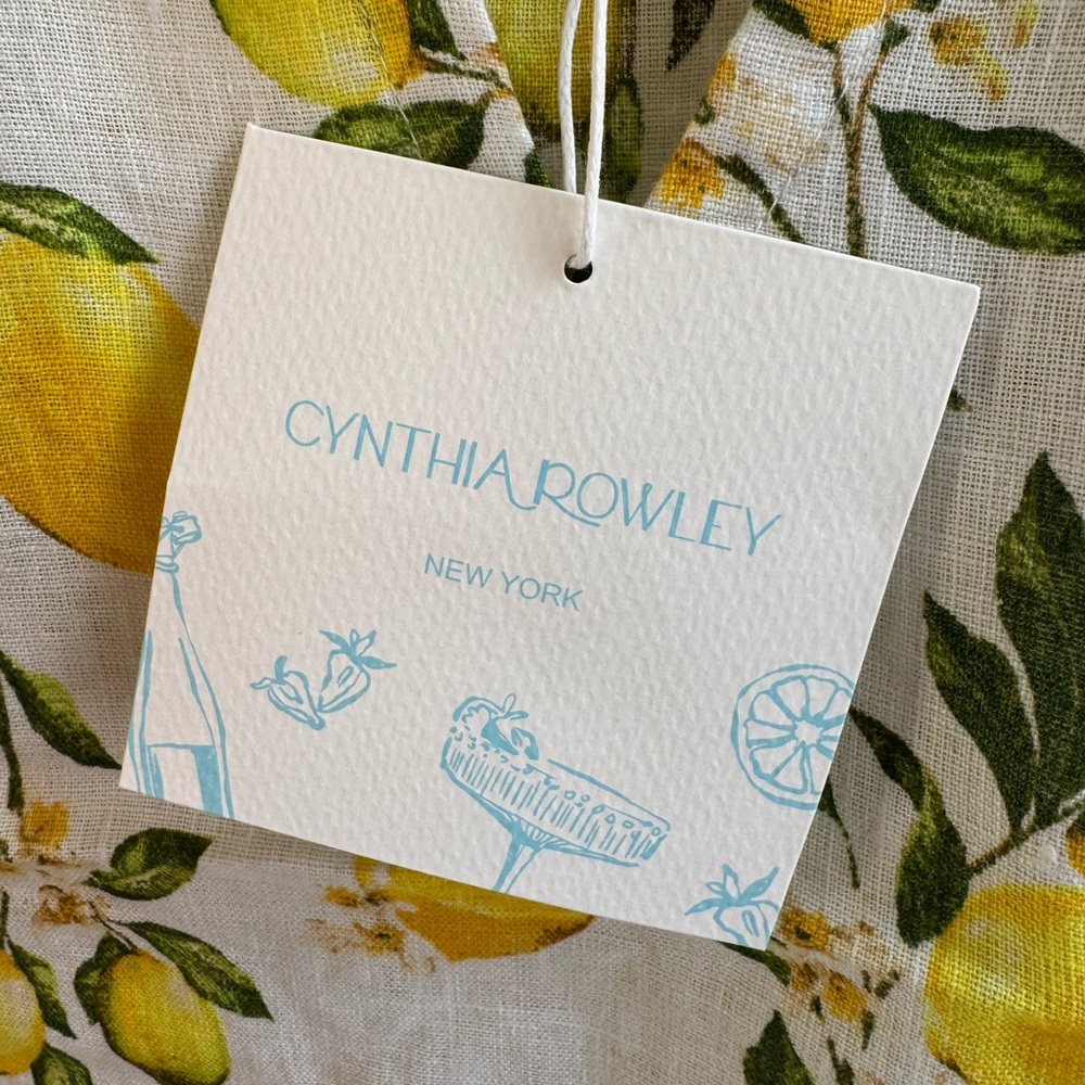 Cynthia Rowley 100% Linen Lemon Print Blouse - Picture 5 of 9